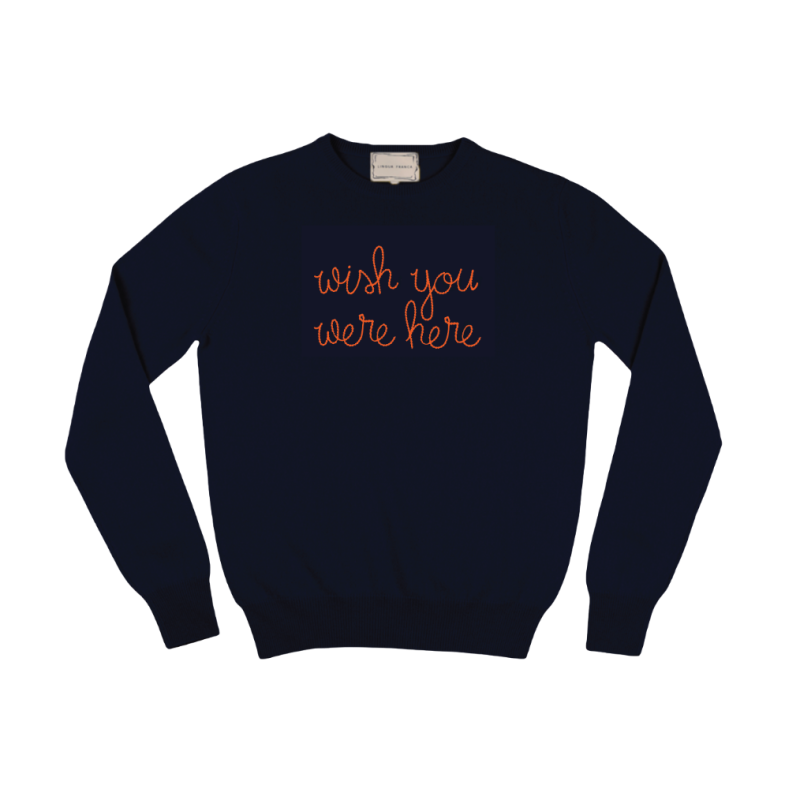 The Mark x Lingua Franca Navy Cashmere Crewneck